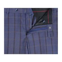 Mens Suit by RENOIR English Plaid Window Pane European Business 291-19 Blue Rust image 3