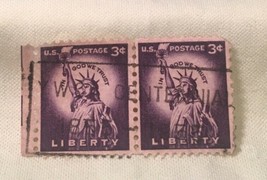 (2) Rare 3 Cent Liberty Us Postage Stamp Used Purple Lady Statue Of Liberty - £12.62 GBP