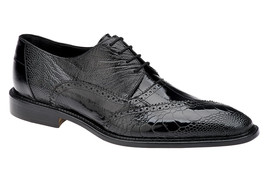 Men&#39;s Belvedere Nino Shoes Black Ostrich Eel leg Genuine Leather Lace Up... - £312.39 GBP