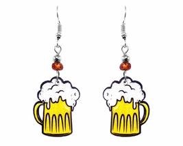 Beer Mug Graphic Dangle Earrings - Womens Brewery Fashion Handmade Jewel... - £11.66 GBP