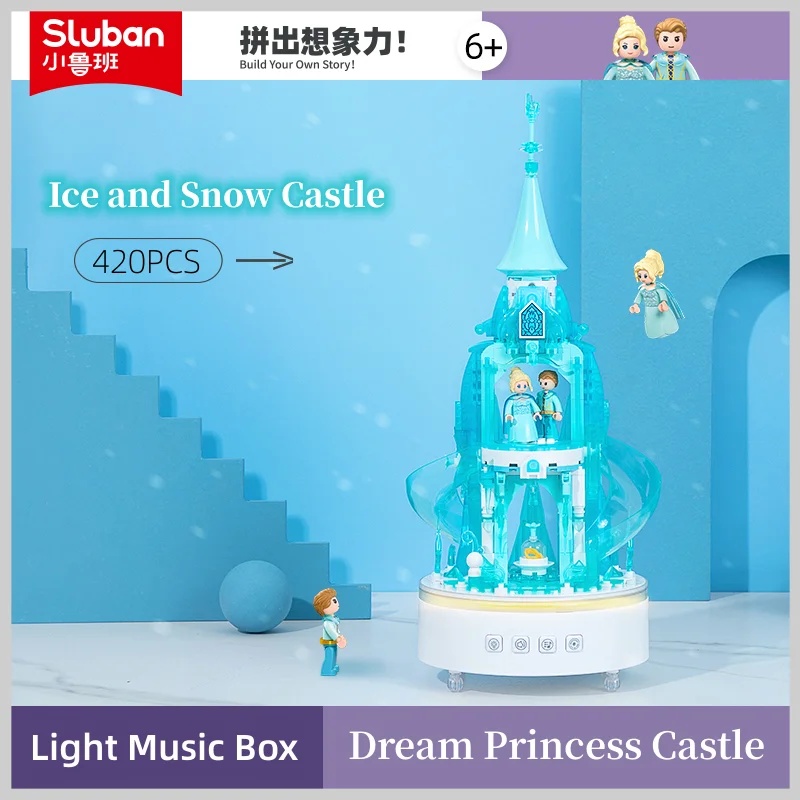 Sluban Building Block Toys Girls Dream B1168 Ice Castle Music Box 420PCS Bricks - £68.36 GBP
