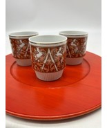 3 Unicorn Stacking Coffee Mugs, White &amp; Orange, China Tapestry MCM Mid C... - $24.99