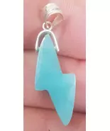 BLUE larimar handcarved 925 sterling silver Gemstone RAY pendant (l-125) - $400.50 MXN