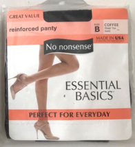 No Nonsense Pantyhose Coffee Sheer Sz B Reinforced Panty Essential Basics USA - £11.35 GBP