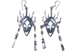 Fun, Large, Vintage Mexican Silver Earrings - $77.96