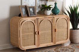Darla Bohemian Natural Rattan 3-Door Storage Cabinet - $744.00