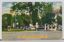 Northumberland Pa Library and Park Linen 1940s Postcard M3 - £5.45 GBP