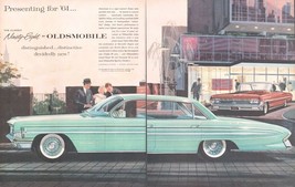 1961 Oldsmobile Ninety Eight 98 Sedan 2 Page Vintage Print Ad Modern Building - $10.97