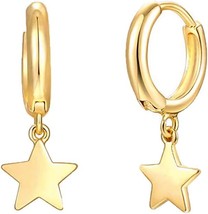 Women Star Earrings Gold Huggie Hoop Dangle Drop 14K Gold Filled Small Boho Beac - £24.48 GBP