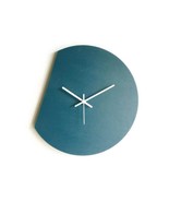 16.5&quot; Large Teal Wooden Wall Clock, Silent Minimalist Design, Modern Tic... - $50.00