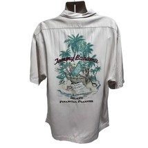 Tommy Bahama Mens Vintage Beige Silk Embroidered Button Up Camp Shirt XL Pocket - £79.12 GBP