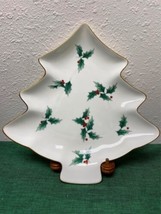 Mikasa Holiday Bone China RIBBON HOLLY Large Christmas Tree Tray - $39.99