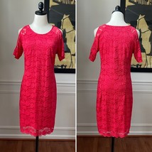 Venus Strawberry Red Lace Cold Shoulder Short sleeve Dress M - $350.71 MXN