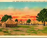 Vtg Linen Postcard Sunset at one of the US Army Camps - Unused - Field o... - $6.88