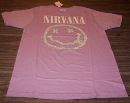 Women&#39;s Nirvana Band Smiley Face T-shirt Large Purple Lavendar New w/ Tag - £15.57 GBP