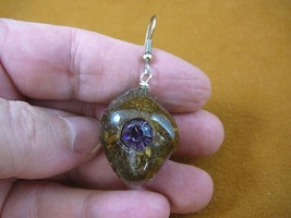 PP2-64 Real MOOSE POOP Purple rhinestone doo silver 1 single earring WEI... - $13.09
