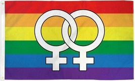 Double Venus Rainbow Flag 3x5 LGBTQIA Lesbian Pride Double Female Symbol... - £12.78 GBP