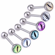 6pcs/lot Eyes Logo Tongue Piercing Barbell Bars Stainless Steel Tongue Rings Pun - £9.99 GBP