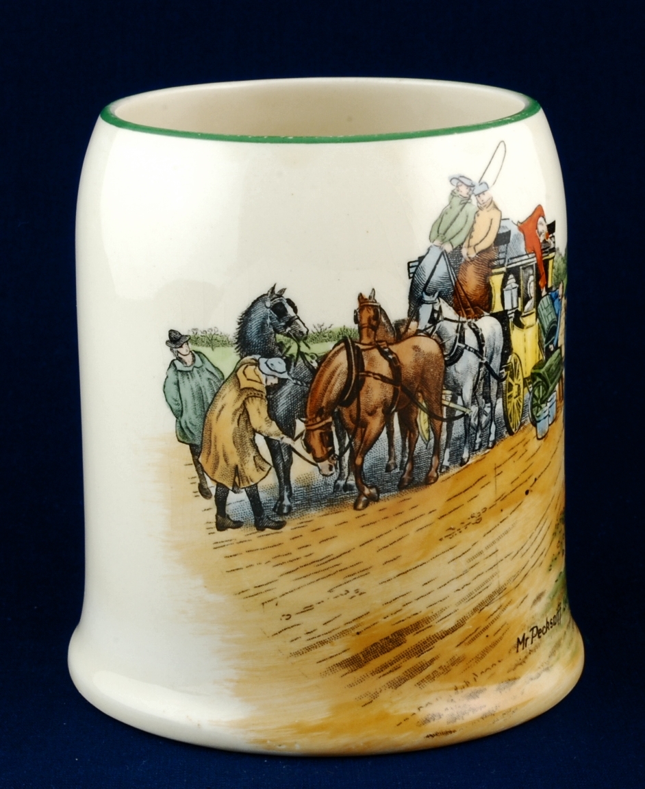 Crown Ducal Dickens Tankard Mug Mr Pecksniff Leaves for London 1930's Item image 3