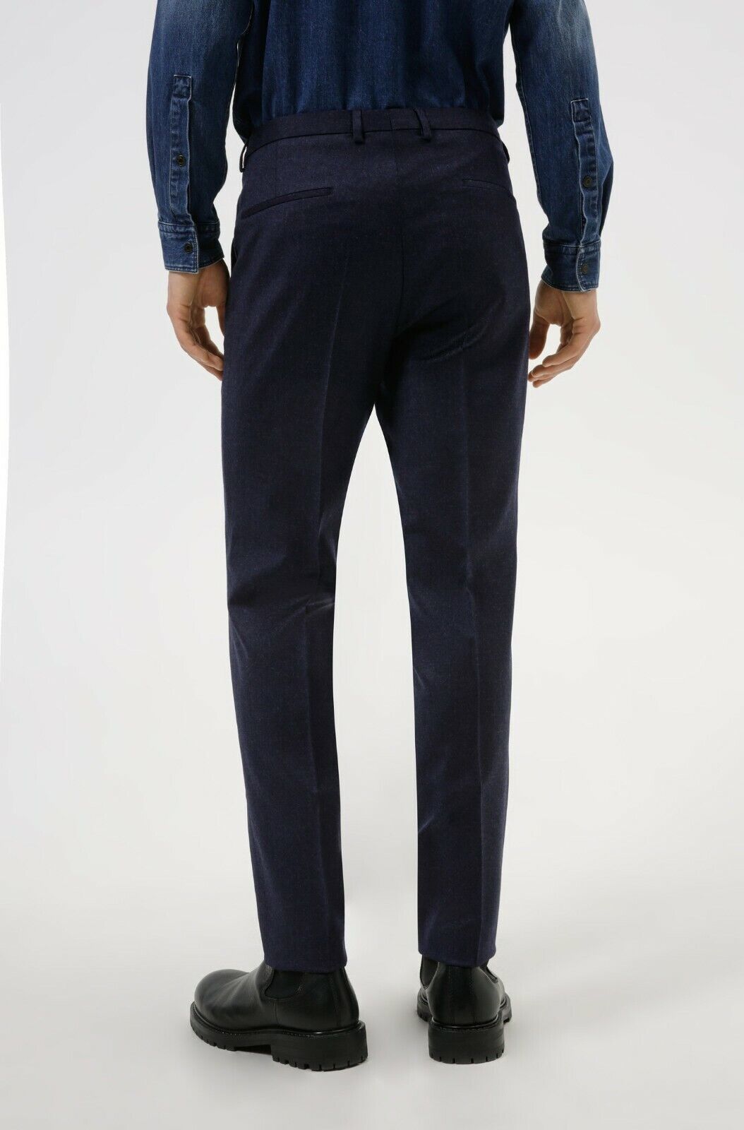 Hugo Hesten Melange Flannel Extra Slim Fit Suit Pants Med Blue-Unfinished Hem-36 Item image 3