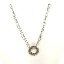 Vtg Sterling Sign F.n.u.e Handcraft Flower Pendant Large Rolo Chain Necklace 18 - £47.48 GBP