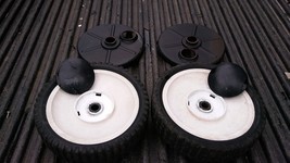 7PP47 PAIR OF FRONT DRIVE WHEELS FROM CRAFTSMAN 917.375735 MOWER: 7-1/2&quot;... - $22.33