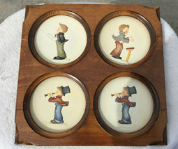 Hummel Goebel Porcelain  Little Music Maker 4 Mini Plates And Wood Frame - £35.96 GBP