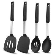 Silicone Cooking Spatulas And Spoons, 4 Pack Heat Resistant Silicone Cooking Ute - £25.57 GBP