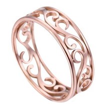 Rose Gold Victorian Style Filigree Ring Stainless Steel Art Nouveau Boho Band - £10.23 GBP