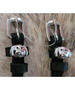 Puppy Dog Face Charm Leather English Spur Straps Adult Black - £19.18 GBP