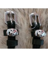 Puppy Dog Face Charm Leather English Spur Straps Adult Black - $32.89 CAD