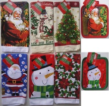 CHRISTMAS Towels &amp; Potholders Select: Santa Snowman Christmas Tree Poins... - £2.35 GBP