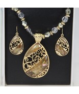 Mixit Necklace and Pierced Earrings Set Natural Rhinestones Pendant w/Box - $24.10 CAD