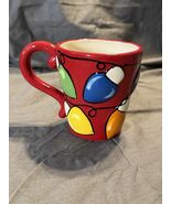 Burton + Burton Christmas Mug Red Ceramic Cup Colorful Holiday Lights 2011 - $233.08 MXN