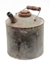 Vintage 5 liters Galvanized Metal Kerosene/Gas/Oil Can W/Spout Wooden Handle - £17.05 GBP