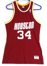 Hakeem Olajuwon #34 Houston Rockets Sand-Knit Red 90s NBA Vintage Jersey M - $89.09