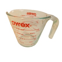 PYREX 2 Cup Glass Measuring Cup Red Lettering Open Handle 16 OZ - $12.86