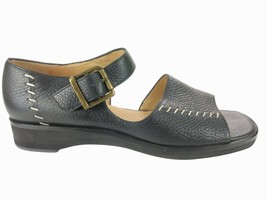 Orvis Womens Sz 7.5 B Black Open toe Sandal Pebble Leather Brazil Casual... - £25.32 GBP