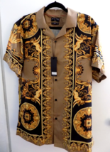 NEW Silver Stone  Baroque Gold Italian Designer Style Men Shirt Size M - $51.42