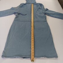 Yest Women's Front Button Blue Denim Removable Hoodie Coat Jacket Pockets Size 8 image 5