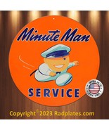 Minute Man Service Retro Vintage Replica Aluminum Metal Sign 12&quot; Round New - £15.61 GBP
