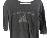 Disney Parks Gray Womens M 3/4 Sleeve Dark Gray Round Neck T shirt - $5.13