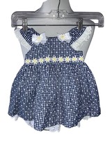Bonnie Baby Girls Daisy Navy White Yellow Short Sleeve Dress 6 To 9 Months - £9.22 GBP