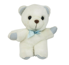 Vintage 1991 Luv N Care White Blue Stripe + Bow Teddy Bear Stuffed Animal Plush - £44.16 GBP