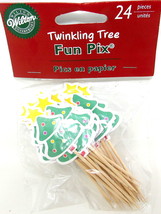 24 Christmas Trees Toothpicks Appetizer Fun Pix Kitchen Wilton US Seller C - $10.88