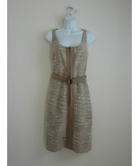 NWT AKRIS Camel Offwhite Wool Sheath Sleeveless Dress With Belt 8 - $174.14