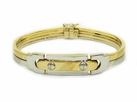 Two-Tone Double Hinged Bangle Bracelet 14k Yellow / White Gold 27.2 Grams - £1,751.35 GBP