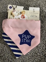 ED by Ellen DeGeneres Dog Collar with 2 Bandanas Love Pink/Blue Pup Star Large - £7.14 GBP