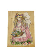 Stamps Happen Petunia Tends The Garden Fairy w Basket of Flowers 60031 - £13.63 GBP