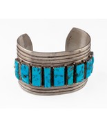 Navajo Wilson Begay Large Manchette Bracelet Avec Couchage Beauté Turquoise - €674,61 EUR